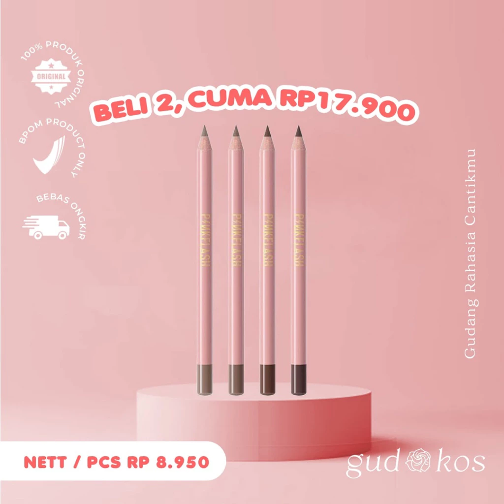 Gudkos PINKFLASH #Ohmyemoji Waterproof Easy Eyebrow Pencil - Pensil Alis Tahan Lama & Air