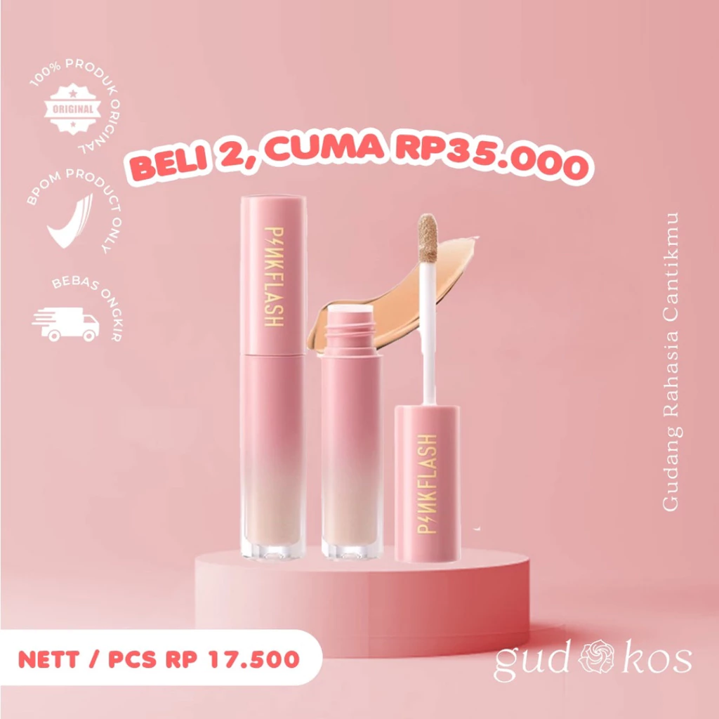 Gudkos PINKFLASH #OhMyBreath Breathable Matte Liquid Concealer - Corrector Tahan Lama