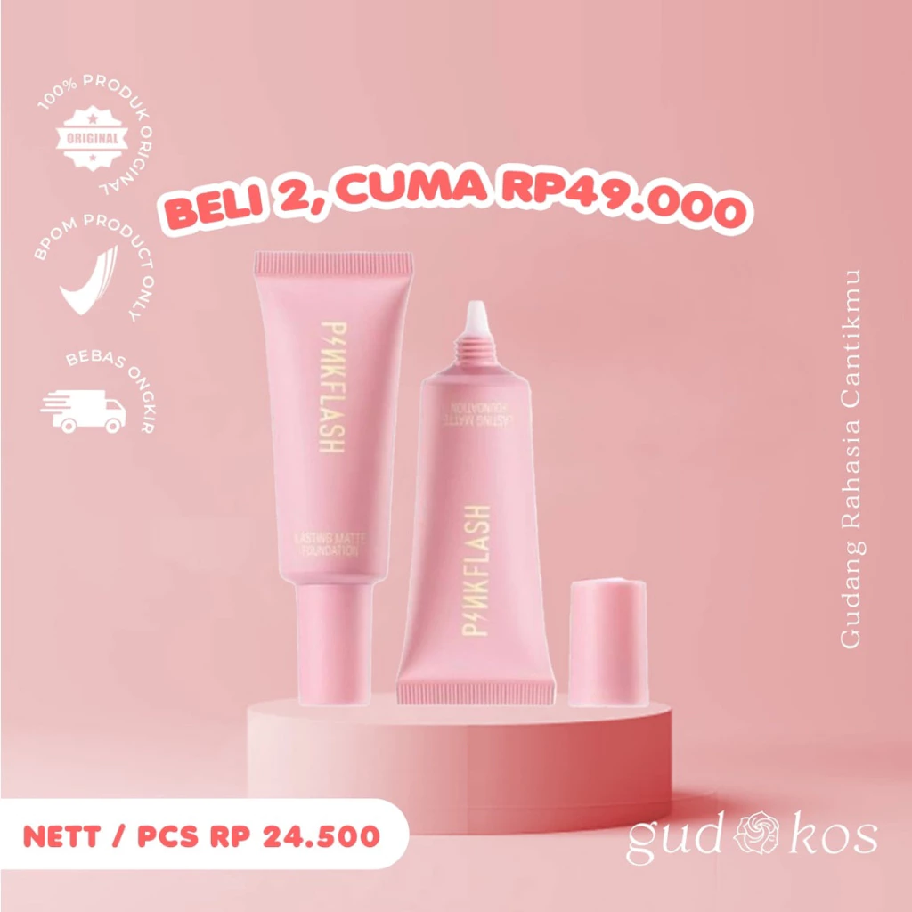 Gudkos PINKFLASH #OhMySelf Long Lasting Matte Foundation - Makeup Base Face Primer Tahan Air