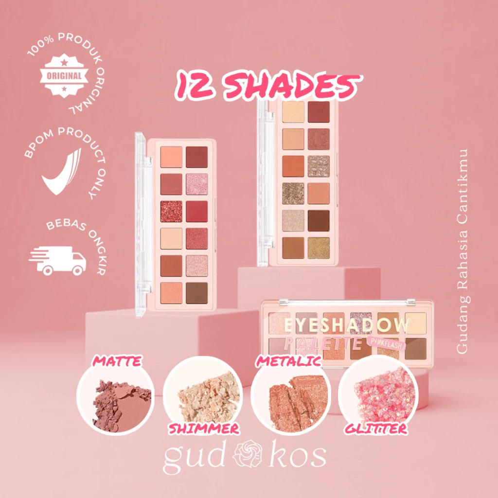 Gudkos PINKFLASH Pro Touch Eyeshadow Palette PF-E15 – 15 Warna Eyeshadow Tahan Lama