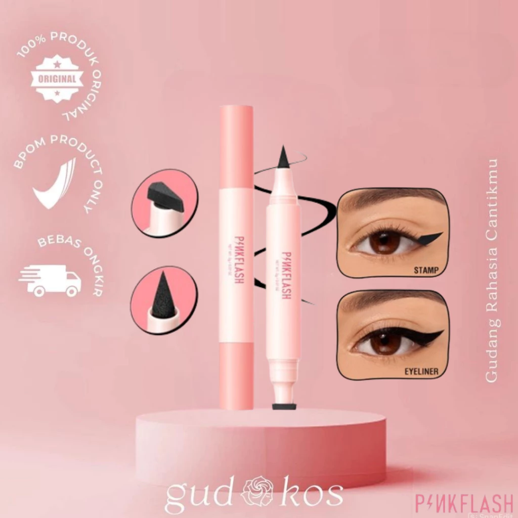 Gudkos PINKFLASH QuickShape Lasting Winged 2-in-1 Eyeliner Stamp High Pigment