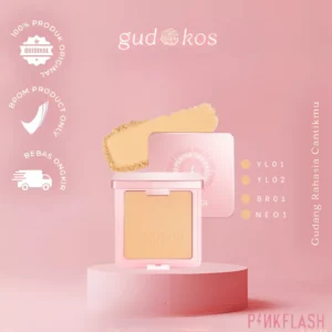 Gudkos Bedak PinkFlash Duo Powder – Two Way Cake Oil Control & Long Lasting
