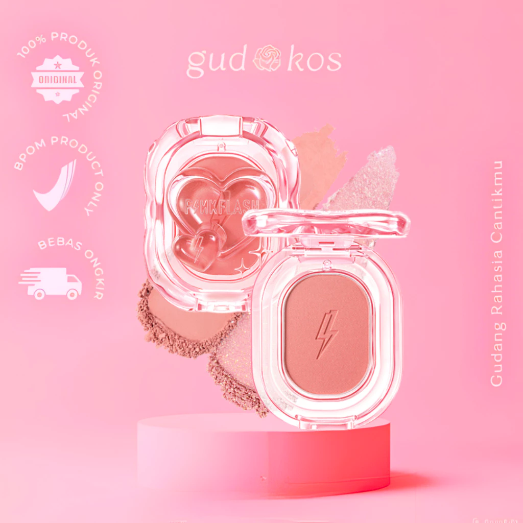 Gudkos PINKFLASH Mellow Radiant Blush – High Pigment Matte & Shimmer | Natural Finish