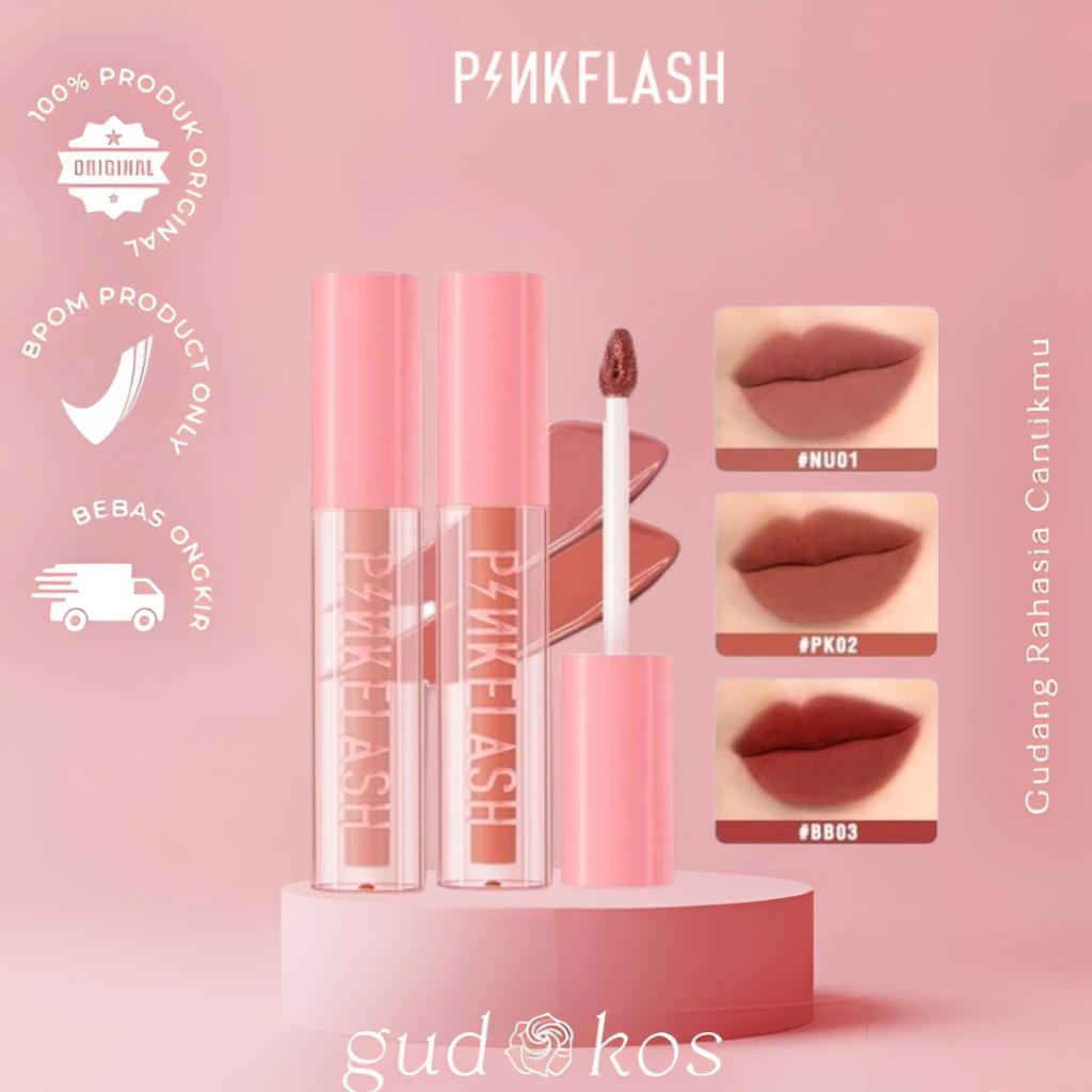 Gudkos 100% ORIGINAL PF-L07 PINKFLASH TRANFERPROOF MAX LIQUID MATTE LIPSTIK / BB02