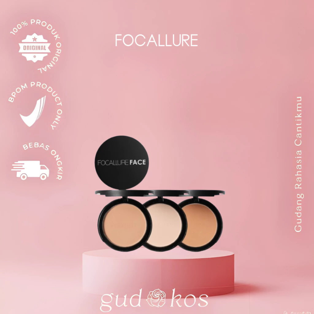 Gudkos Focallure Oil Control Pressed Powder Matte / Bedak Padat
