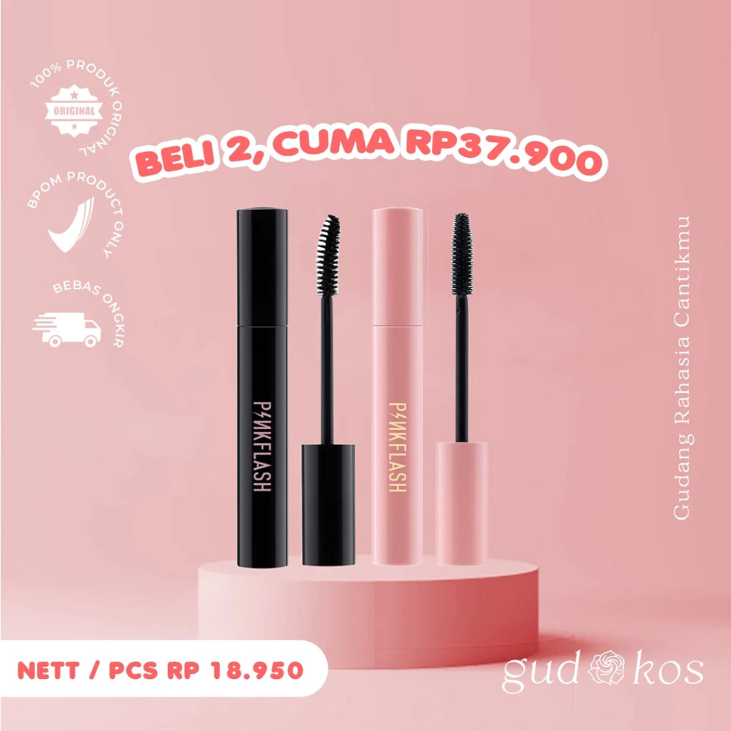 Gudkos PINKFLASH #OhMyWink Mascara Day & Night Lengthening Volume Waterproof - Maskara Tahan Air