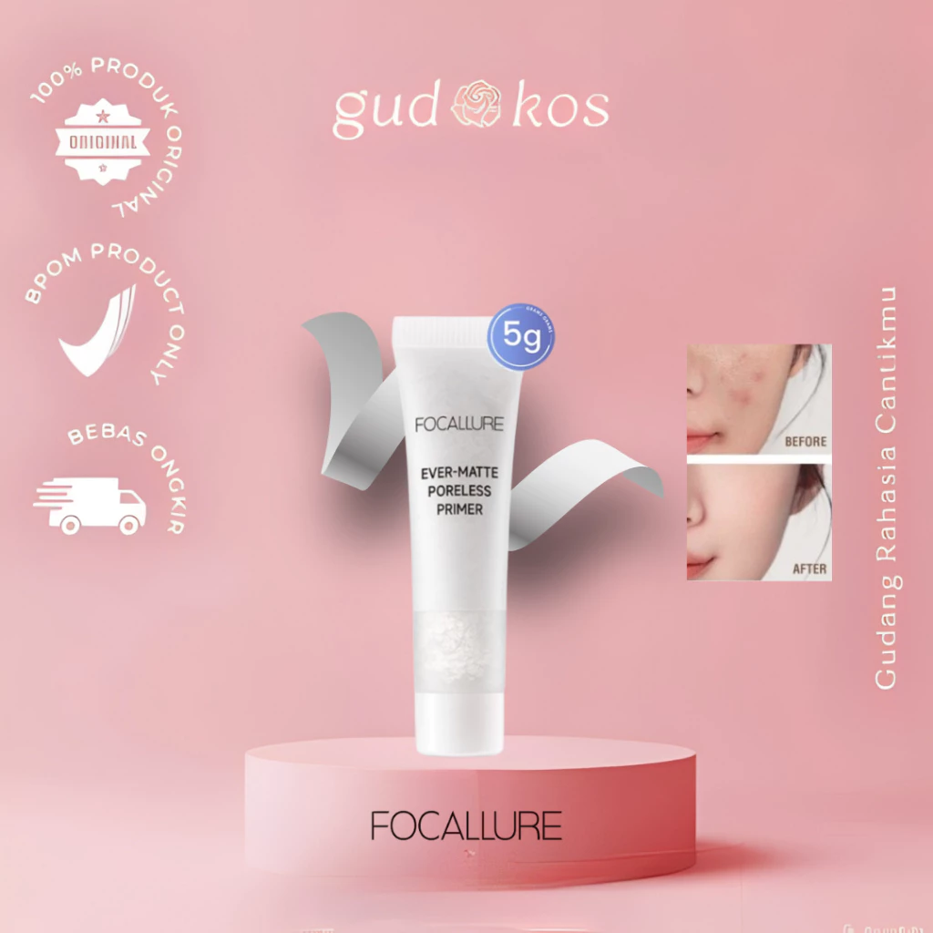 Gudkos FOCALLURE Primer Makeup Ukuran Travel – Tahan Lama & Melembapkan
