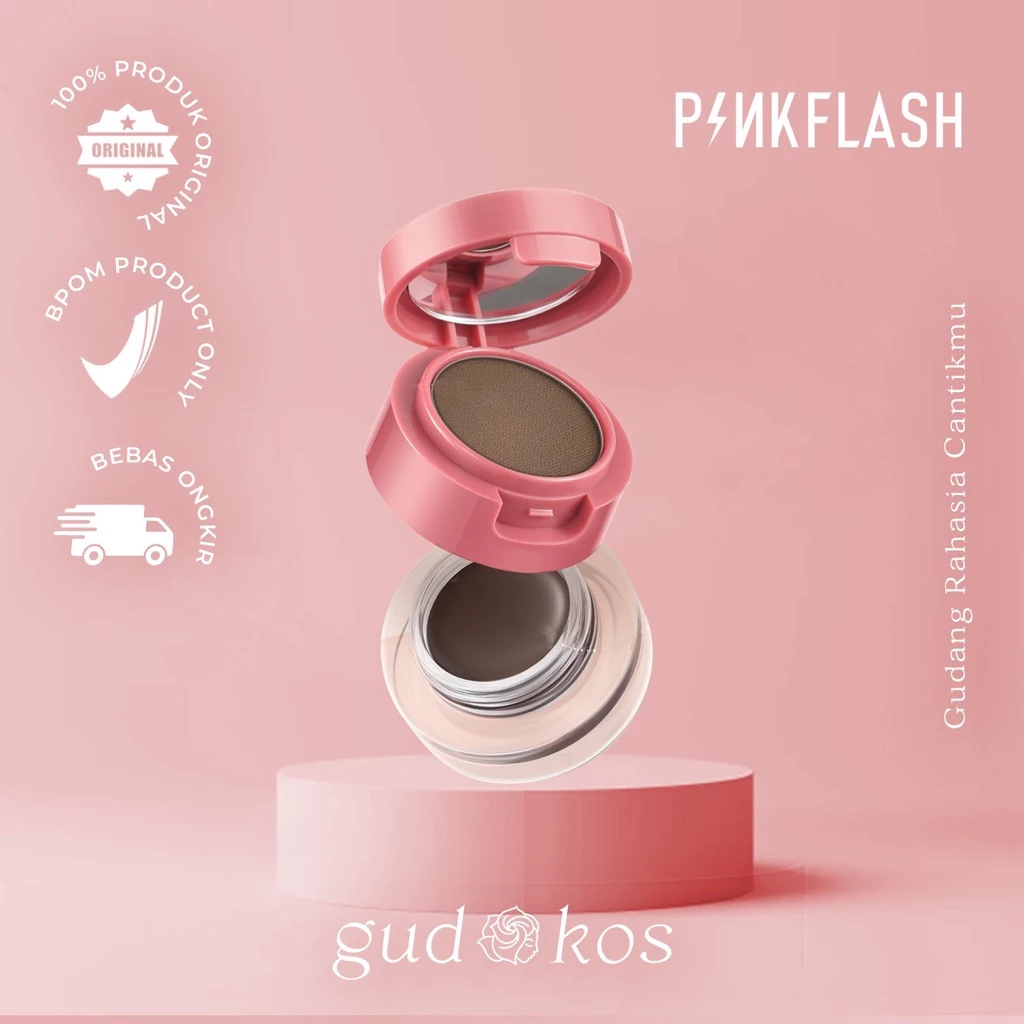 Gudkos PINKFLASH 2-in-1 Eyebrow Cream & Powder Gel – Waterproof, Smudge-Proof, High-Pigment, Long-Lasting, Multi-Use Eyeliner