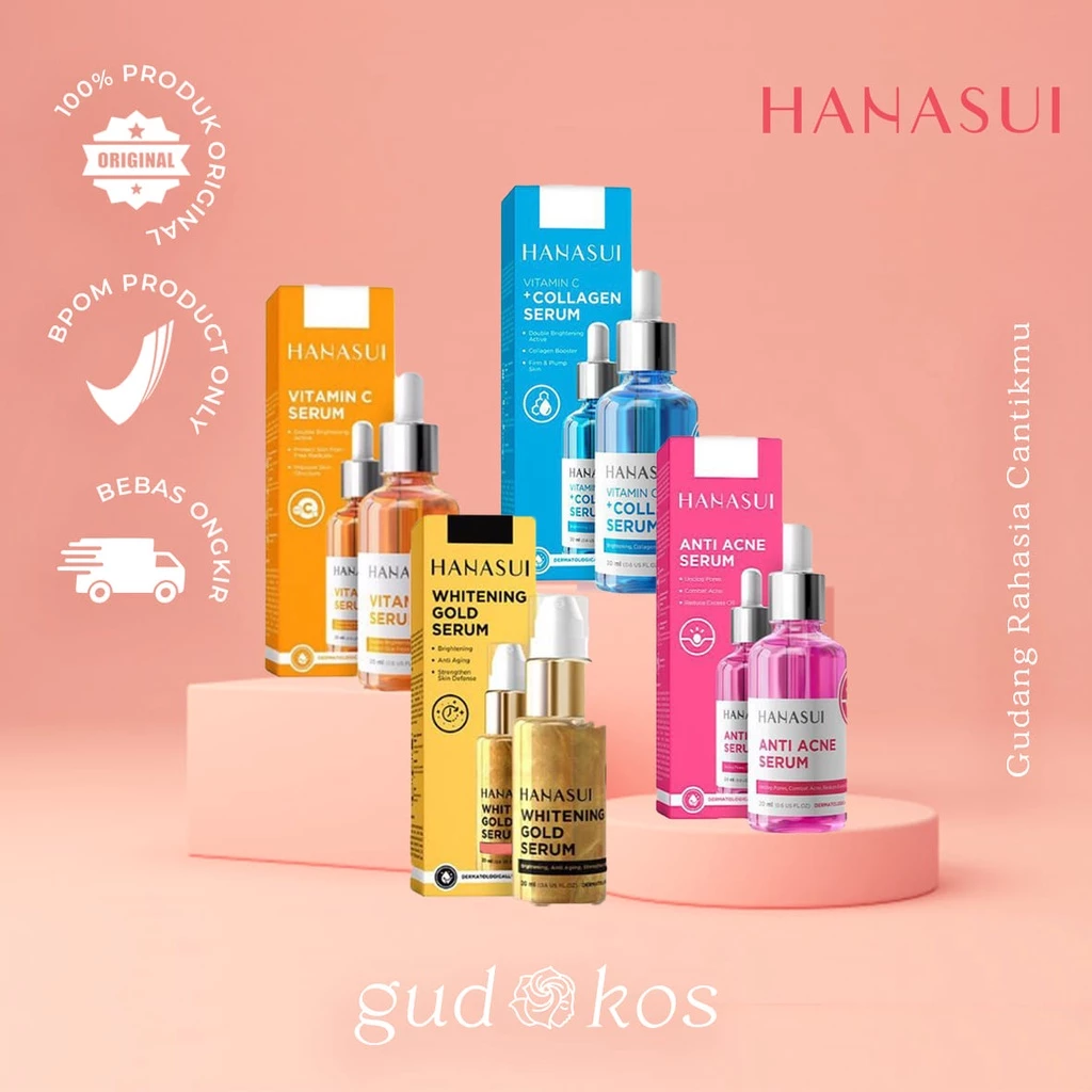 Gudkos [BPOM] HANASUI Serum Whitening Gold | Anti Acne | Vit C + Collagen ORIGINAL