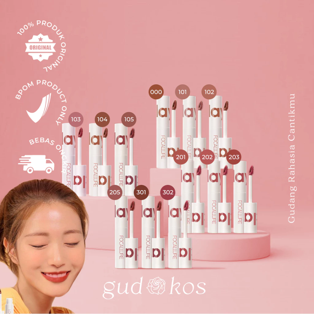 Gudkos FOCALLURE Lip Clay Pillowy True Matte Liquid Lipstik / Lipstick Velvet Tahan Lama