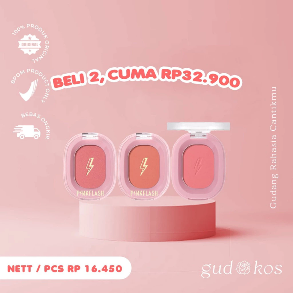 Gudkos PINKFLASH #OhMyHoney Soft Pigmented Blush On - Blusher Makeup Tahan Lama & Air