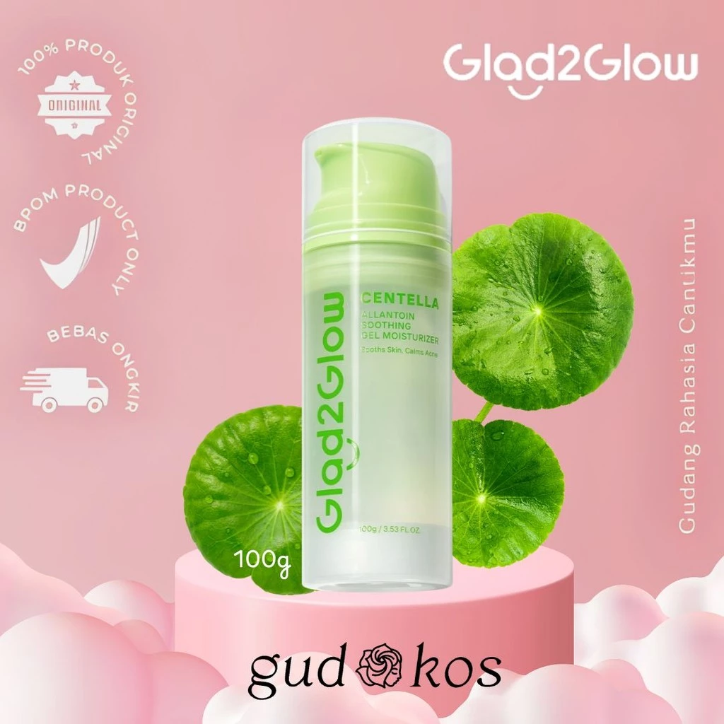 Gudkos Glad2Glow Centella Soothing Moisturizer Gel Cica Pelembab Wajah 100g | Mengontrol minyak Mengobati kulit berjerawat | Menjaga