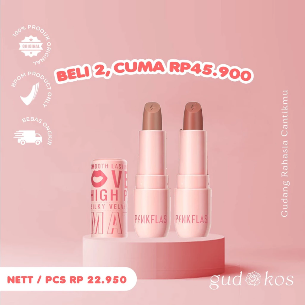 Gudkos PINKFLASH Pink Cover Velvet Matte Lipstick High - Silky Soft Long Lasting Lipstick
